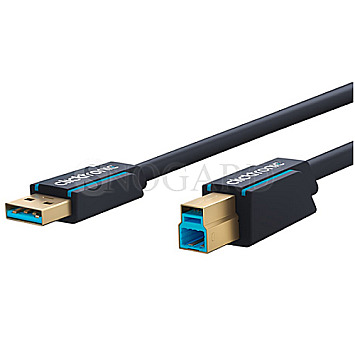 Clicktronic 70092 Premium USB-A auf USB-B 3.0 Adapterkabel 1.8m blau