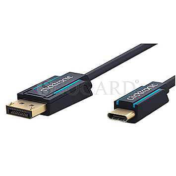 Clicktronic 44931 Premium Casual USB-C auf Displayport 1.2 Adapterkabel 1m blau