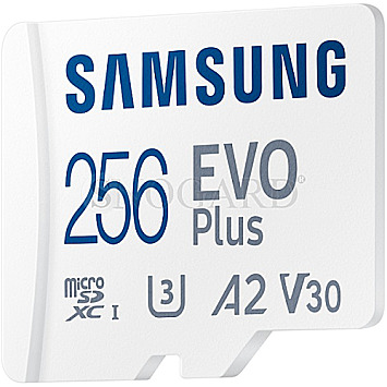 256GB Samsung EVO Plus 2021 R130 microSDXC UHS-I U3 A2 Class 10 V30 Kit