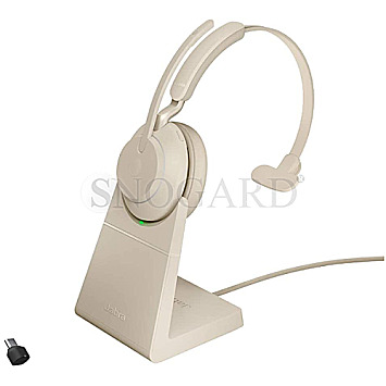 Jabra Evolve2 65 Link380c USB-C UC Mono Office Headset + Ladestation beige