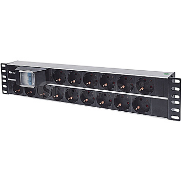 Intellinet 714051 19" Rackmount Aluminium Steckdosenleiste 15fach 2HE schwarz
