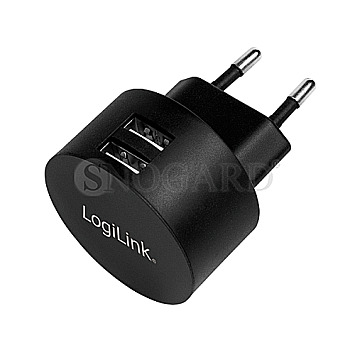 LogiLink PA0218 USB Wall Charger 2 Port 2x USB-A 10.5W schwarz