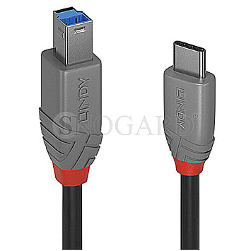 Lindy 36668 Anthra Line USB 3.2 Typ-C / USB 3.2 Typ-B 3m schwarz/grau