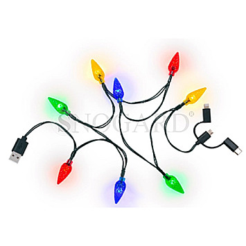 Goobay 60339 Smartphone USB Ladekabel mit LED Leuchten USB-A/USB-C/Lightning