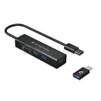 Conceptronic HUBBIES06B USB-Hub 4-Port USB 3.0 mit USB-C OTG Adapter