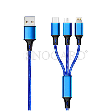 2GO 797151 USB Ladekabel 3in1 USB C/Micro-USB B/Lightning 1.5m blau