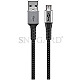 Goobay 49282 Micro-USB auf USB-A Textilkabel mit Metallsteckern 1m grau/silber