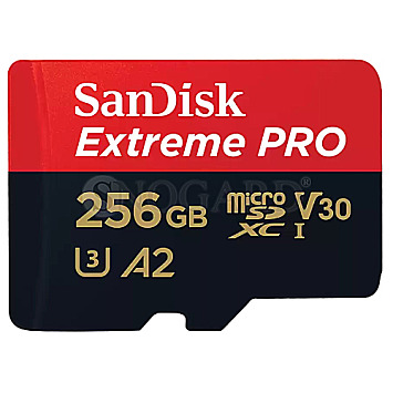 256GB SanDisk Extreme PRO R200/W140 microSDXC UHS-I U3 A2 Class 10 V30 Kit