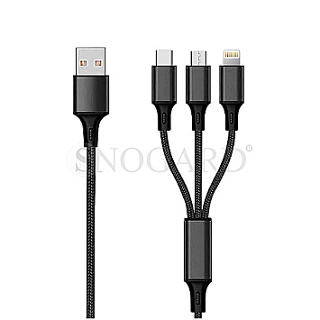 2GO USB Ladekabel 3in1 USB-C/Micro-USB B/Lightning 1.5m schwarz