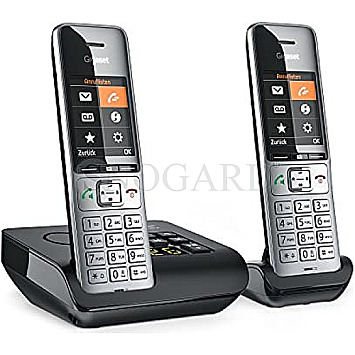Gigaset Comfort 500A Duo DECT Analog Telefon + Mobilteil schwarz/silber