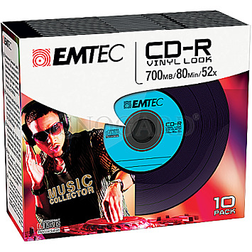 Emtec ECOC801052SLVY Vinyl-Design CD-R 52x 80min/700MB 10er Pack