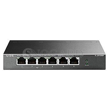 TP-LINK TL-SF1006P 6-Port 10/100 Mbps Steel Desktop Switch with 4-Port PoE+ 67W