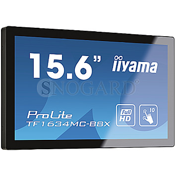 39.6cm (15.6") Iiyama ProLite TF1634MC-B8X IPS Full-HD Touch IP65 VESA Pivot USB