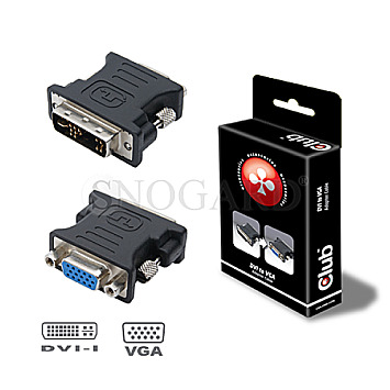 Club 3D CAA-DMA>CFA DVI-I Single Link / VGA Adapter schwarz