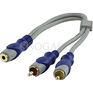 HQ HQSA-013-0.2 3.5mm Klinke / 2x RCA Composite Audio Kabel 25cm blau/grau