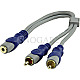 HQ HQSA-013-0.2 3.5mm Klinke / 2x RCA Composite Audio Kabel 25cm blau/grau
