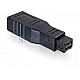 DeLOCK 65154 FireWire Adapter FW 9pin -> FW 6pin Stecker/Buchse schwarz