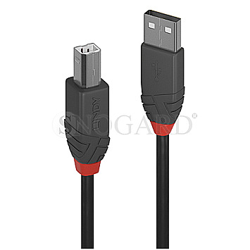 Lindy 36676 Anthra Line USB 2.0 Typ-A/B 7.5m schwarz/rot