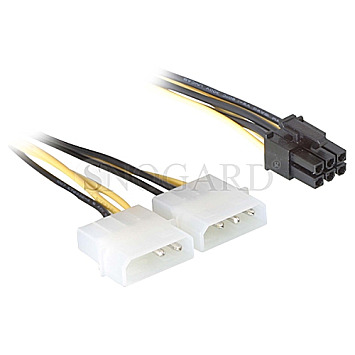DeLOCK 82315 Stromkabel 6pin PCIe zu 2x 4pin Molex 15cm