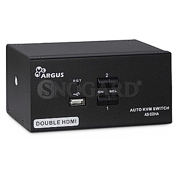 Inter-Tech 88887243 AS-22HA KVM Switch 2x HDMI USB Metall