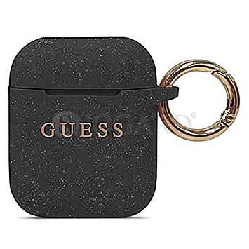 Guess GUACCSILGLBK Silicone Black Cover for Airpods 1+2