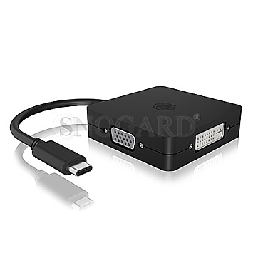 ICY BOX IB-DK1104-C 4in1 USB-C/DP -> HDMI/DP/ DVI-D/VGA Adapter schwarz
