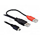 DeLOCK 82447 Y-Kabel 2x USB 2.0-A Stecker -> USB mini 5pol 1m schwarz