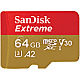 64GB SanDisk Extreme R170/W80 microSDXC UHS-I U3 A2 Class 10 V30 Kit