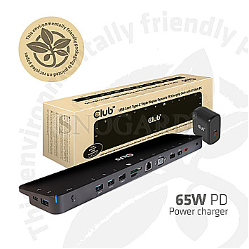 Club 3D CSV-1564W65 Triple Display Dynamic PD Charging Dock 65W USB-C 3.0