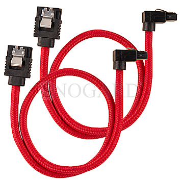 Corsair CC-8900280 Premium Sleeved SATA 6Gb/s Kabel 30cm gewinkelt/gerade rot
