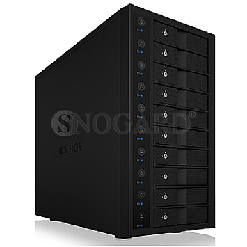ICY BOX IB-3810-C31 External Case 10x 3.5" SATA 6Gb/s Hot Swap USB-C 3.1 schwarz