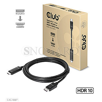 Club 3D CAC-1087 DisplayPort 1.4 -> HDMI 2.1 HDR 8K 60Hz aktiv 3m schwarz