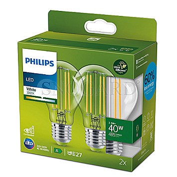 Philips 929003066491 Classic LED 40W E27 3000K 2er Pack