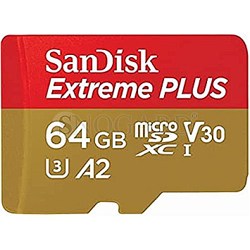 64GB SanDisk Extreme PLUS R200/W90 microSDXC UHS-I U3 A2 Class 10 V30 Kit
