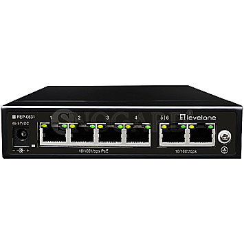 LevelOne FEP-0631 Desktop Switch 6-Port 60W PoE+