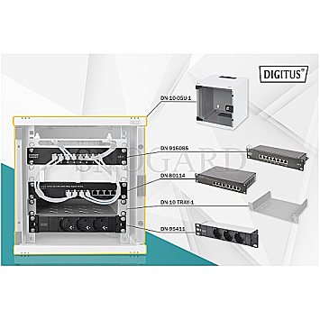Digitus Professional DN-10 6HE 10" Wandschrank Netzwerk-Set grau