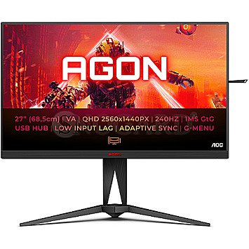 68.6cm (27") AOC AGON PRO AG275QZN/EU VA WQHD HDR400 Gaming 240Hz