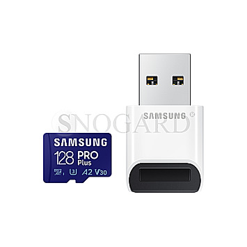 128GB Samsung PRO Plus R160/W120 microSDXC UHS-I U3 A2 Class 10 USB-Kit