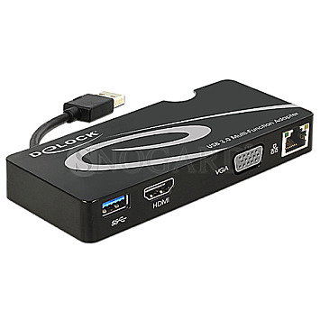 DeLOCK 62461 USB -> HDMI + VGA + RJ45 + USB 3.0 Docking Station schwarz