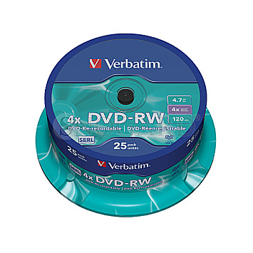 Verbatim 43639 DVD-RW 4.7GB 4x Geschwindigkeit 25er Spindel