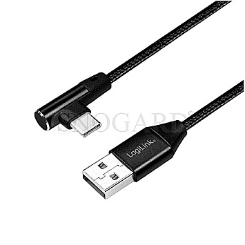 LogiLink CU0137 USB 2.0 Kabel USB-A Stecker zu USB-C Stecker gewinkelt 30cm