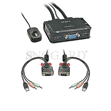 Lindy 42342 KVM Switch Compact 2 Port VGA USB 2.0 & Audio