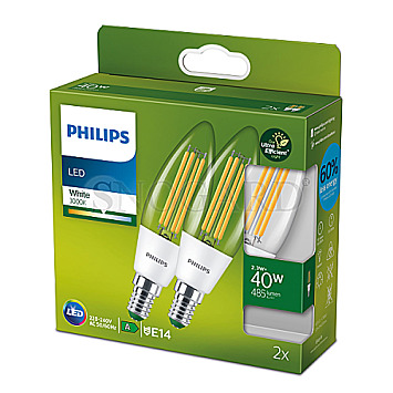 Philips 929003480891 Classic Ultra Efficient LED E14 2.3W 485lm Doppelpack