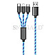 2GO 3in1 USB LED Kabel Micro-USB/Lightning/USB Typ-C, 1.5m blau