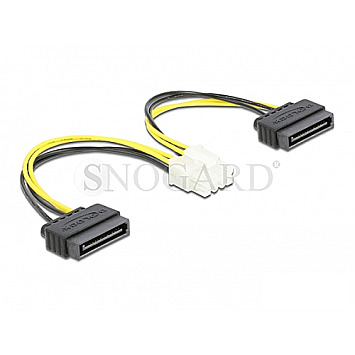 DeLOCK 83020 Stromkabel 2xSATA 15pin Stecker zu 8pin EPS Stecker 15cm