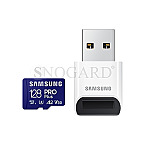 128GB Samsung PRO Plus R180/W130 microSDXC UHS-I U3 A2 Class 10 V30 USB Kit