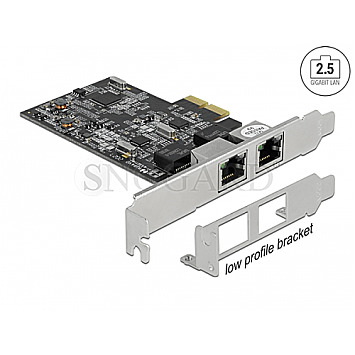 DeLOCK 89530 PCIe 2.1 x2 2.5G LAN Adapter 2x RJ45 inkl. Low Profile Blende