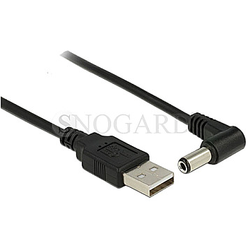 DeLOCK 83575 USB A -> DC 5.5 x 2.5mm Stecker 90 Grad gewinkelt 1.5m schwarz