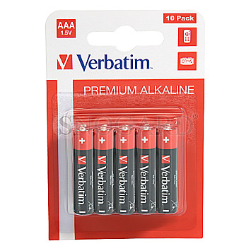 Verbatim 49874 Alkaline Micro AAA Batterien 10er Pack schwarz/rot