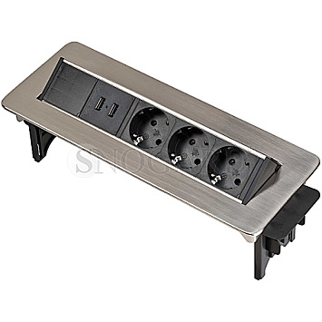Brennenstuhl 1396200113 Indesk 3-fach Steckdosenleiste 2xUSB